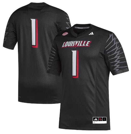 Men's Black Louisville Cardinals #1 Stitched Football Jersey
